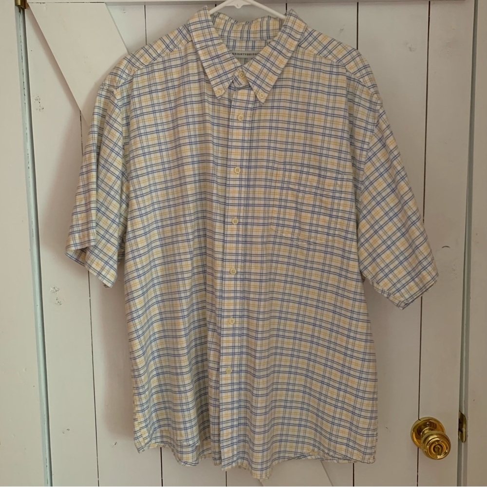 Men's Dress Shirt 100% Cotton Plaid Button Down Short Sleeve Shirt